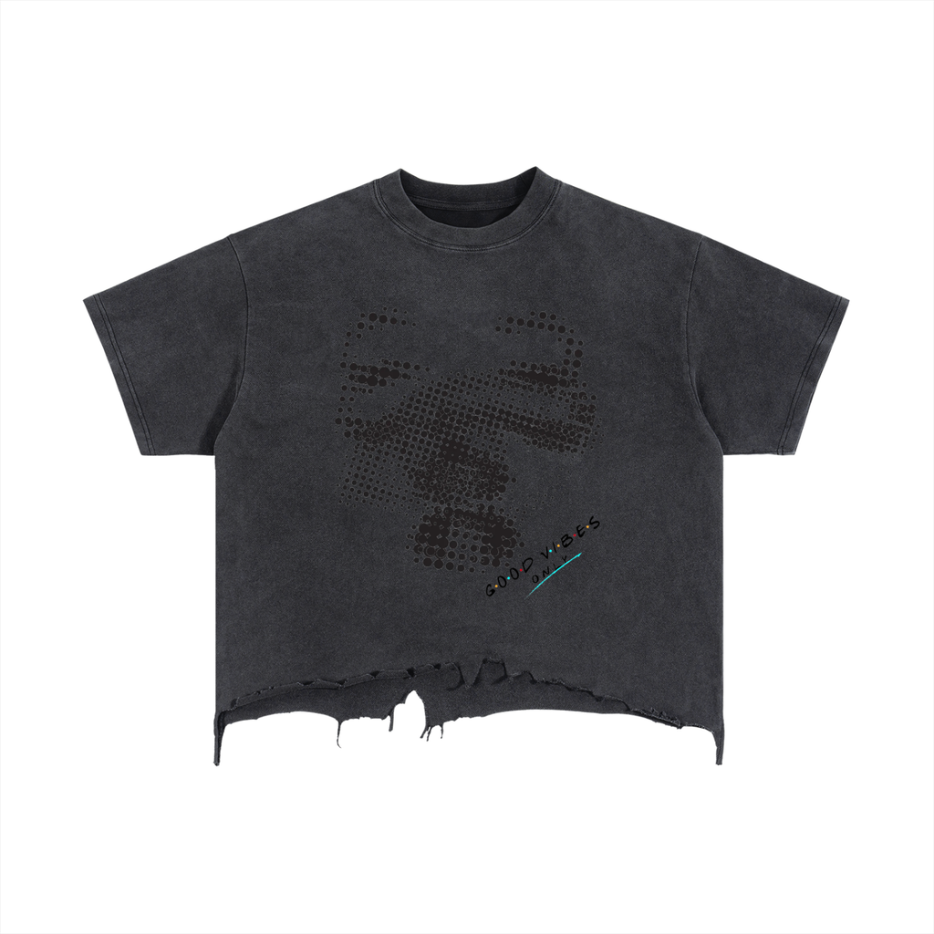 Vintage Wash Boxy Distressed Hem T-Shirt