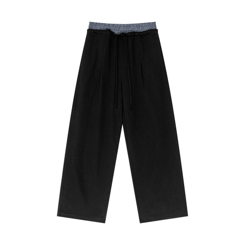 Plaid Contrast Waist Pants